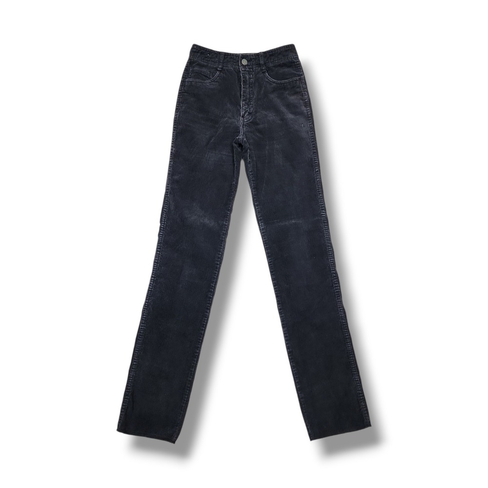 Vintage Jordache Pants Junior Women's 28 Long Faded Black Corduroy Straight Leg